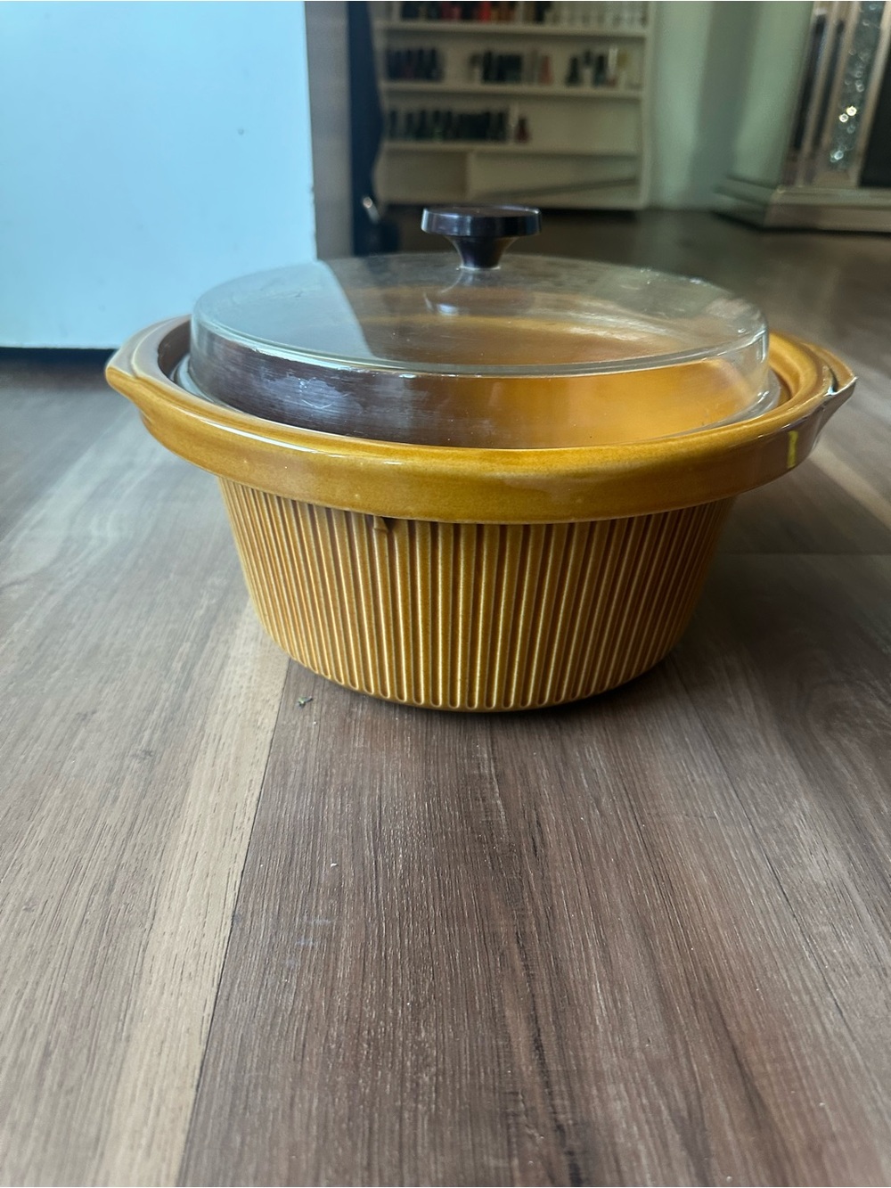 Vintage Rival 5qt crockpot replacement brown Stoneware plastic clear Lid